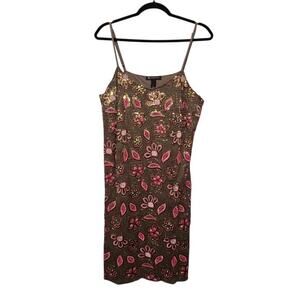 Vtg Y2K INC Int'l Concepts Floral Beaded Slip Dress Womens XL Fairy Whimsigoth